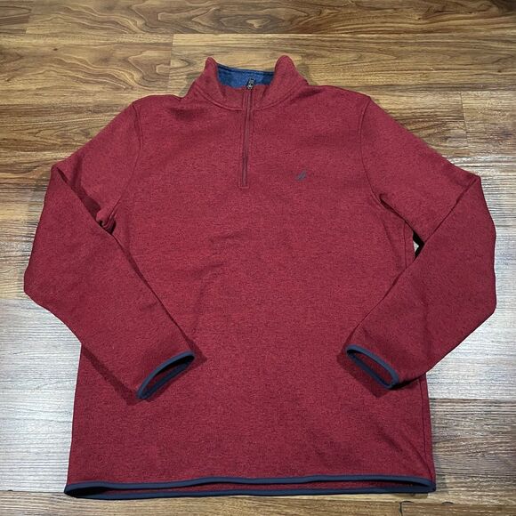 Nautica Sweater 1/4 Zip Pullover Long Sleeve Shirt Red Sweatshirt Men's Size XL - Picture 1 of 5